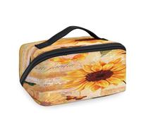 Kosmetiktasche mit Sonnenblumen-Motiv, Vintage-Stil, für Damen, Herren, Mädchen, Jungen, Sonnenblumen, Schmetterlinge, Kulturbeutel, Organizer, Duschtasche