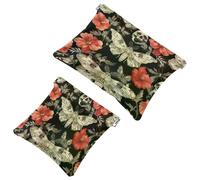 Kosmetiktasche mit Totenkopf, Falke, Motte, Blumenmuster, selbstschließende Schrapnell-Make-up-Tasche, kein Reißverschluss, kleine Make-up-Tasche für Mini-Reiseaufbewahrung, für Kopfhörer, Kosmetik,