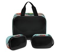 Kosmetiktasche mit weihnachtlichem Lama-Motiv für Damen und Herren, durchscheinende Kosmetiktasche, Kulturbeutel, Duschtasche, 3 Stück, Reise-Kulturartikel, Toilettenartikel, Kosmetik-Organizer,