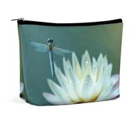 Kosmetiktasche, Motiv: Grand C in Italien, tragbare Kulturtasche, Reise-Make-up-Tasche, Make-up-Organizer, Lippenstift-Tasche für Damen, Libelle mit Seerose, Einheitsgröße