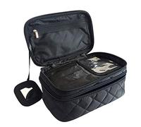 Kosmetiktasche, ONEGenug Makeup Tasche, Schminktasche Kosmetikbeutel 23 * 10 * 14 cm, Größe M, Doppelschicht mit Spiegel für Damen Schwarz