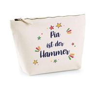 Kosmetiktasche Pia ist der Hammer - Schminktäschchen, Make-up, Kulturtasche aus Baumwolle - Geschenk Muttertag, Geburtstag, Schwester, Weihnachten, Patentante