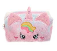 Kosmetiktasche Plüsch Tragbar, für Mädchen, Einhorn, Rosa | Reise Kulturbeutel mit Geräumigem Innenraum, Cartoonhaft und Niedlich, für Teenager und Junge Mädchen
