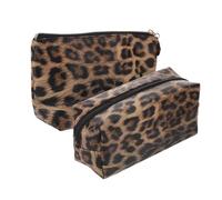 Kosmetiktasche PU Leder, Leopardenmuster mit Reißverschluss | Tragbar für Handtasche, Mehrzweckbeutel, 2 Stück, Stilvoll und Schön