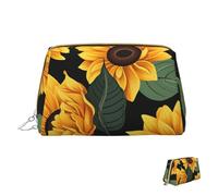 Kosmetiktasche, Reise-Make-up-Tasche, wasserdicht, tragbar, weit geöffnet, Sonnenblumenmuster, Make-up-Organizer, große Kapazität, Reißverschluss-Tasche, Kulturbeutel für Damen, Sonnenblumenmuster,