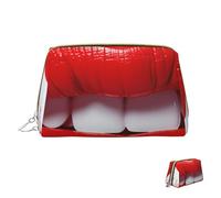 Kosmetiktasche, Reise-Make-up-Tasche, wasserdicht, tragbar, weit offen, mit Lippen, Make-up-Organizer mit großem Fassungsvermögen, Reißverschluss-Tasche, Kulturbeutel für Damen, Bedruckte Lippen,