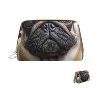 Kosmetiktasche, Reise-Make-up-Tasche, wasserdicht, tragbar, weit offen, Totenköpfe, Make-up-Organizer mit großem Fassungsvermögen, mit Reißverschluss, Kulturbeutel für Damen, Mops-Hund, Einheitsgröße
