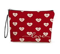 Kosmetiktasche Rote Liebe Schminktasche Tragbare Reise Kosmetiktasche Set,Klein Niedliche Vielseitige Geldbörse Klein, Kosmetiktasche Damen,Reißverschlusstasche Kosmetik Tasche