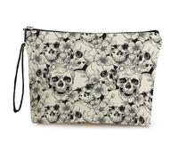 Kosmetiktasche Schädel Schminktasche Tragbare Reise Kosmetiktasche Set,Klein Niedliche Vielseitige Geldbörse Klein, Kosmetiktasche Damen,Reißverschlusstasche Kosmetik Tasche