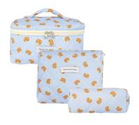 Kosmetiktasche Set Damen, 3pcs Reise Make-up Tasche aus Baumwolle，Blume Muster schminktasche (K-03)