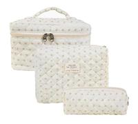 Kosmetiktasche Set Damen, 3pcs Reise Make-up Tasche aus Baumwolle，Blume Muster schminktasche (K-04)