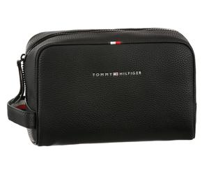 Kosmetiktasche TOMMY HILFIGER "ESSENTIAL PU WASHBAG", Gr. B/H/T: 27cm x 15cm x 11cm, schwarz, Lederimitat, Taschen Kosmetiktasche, in schlichter Optik (87831243-0) schwarz