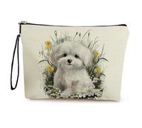 Kosmetiktasche Weißer Hund Schminktasche Tragbare Reise Kosmetiktasche Set,Klein Niedliche Vielseitige Geldbörse Klein, Kosmetiktasche Damen,Reißverschlusstasche Kosmetik Tasche