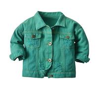 kosopse Kinderjacken Frühling Baby Jungen Mädchen Jeansjacke Kinder Kleinkind Button-Down-Jeansjacke Top Mantel Oberbekleidung Freizeitkleidung Weste 98 (Green, 6-7 Years)
