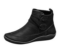kosopse Orthopädische Vintage-Stiefeletten für Damen, Schuhe mit Fußgewölbeunterstützung für Damen, mit seitlichem Reißverschluss, flache Stiefeletten für Damen Herbst Mädchen 36 (a-Black, 40)