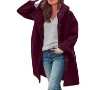 kosopse Wintermantel Damen Wolle - Wollmantel Damen Lang Elegant - Übergangsmantel Elegant Wolle Steppmantel Winter Große Größen Fleecemantel Lang Ohne Kapuze Steppjacke Winter/Softshellmantel
