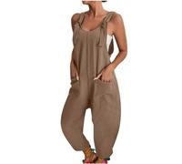 Kostüm Damen, Overall Damen Festlich Overall Damen Festlich Hochzeit Frauen Elegant Einfarbig Ärmellose Adjustable Bib Lang Jumpsuit Mit Taschen Eleganter Jumpsuit Damen Festlich Jumpsuits(Camel,M)