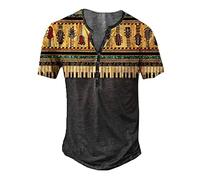 Kostüm Herren Matrosen Kostüm Herren Schädel Drucken Henley Shirts Männer Kurzarm Sommerhemd Vintage Casual Kurzarmshirt Outdoor Tactical Sportshirt Basic Tops Dunkelgrau
