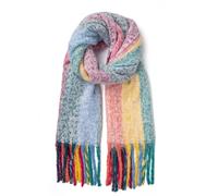 Kotashion Damen Warmer Winter Schal Kariert übergroßer Quadratisch Deckenschal, Streifen Plaid Muster Oversized Fransen Poncho Warmer Kaschmirschal, ein Geheimes Geschenk für Frauen