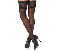 Kotek Halterlose Strümpfe mit breitem Spitzenbund 20 DEN (as3, alpha, s, m, regular, regular, Schwarz)