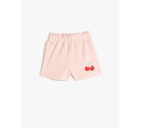 Koton Babygirl Shorts Ribbed Elastic Waistband Cotton Cherry Printed