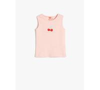 Koton Babygirl Tanktop Sleeveless Crew Neck Ribbed Printed Cotton