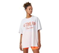 Koton Damen Crew Neck Printed Oversized Sport T-Shirt, White (000), S EU