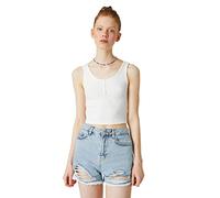Koton Damen Scoop Neck Tanktop, Off White (001), L EU