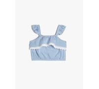 Koton Girls Crop Blouse Strappy Ruffle and Cutwork Detail