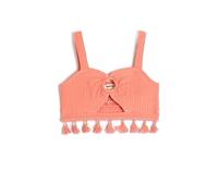 Koton Girls Crop Top Tasseled Cut Out Detail Heart Neck Straps