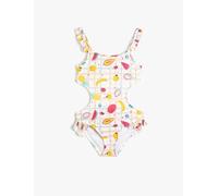 Koton Girls Swimsuit Printed Ruffle Detail Cutout Detail