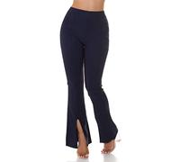 Koucla Business High Waist Schlupf Hose mit Bein-Schlitz und Deko Naht S/M