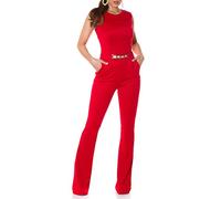 Koucla Business Long Schlag Jumpsuit Ärmellos mit Cutout und Deko Gürtel S
