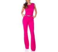 Koucla Business Long Schlag Jumpsuit Ärmellos mit Cutout und Deko Gürtel S