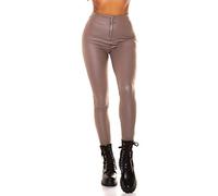 Koucla Chic Leder Look High Waist Leggings mit Zipper L/XL