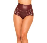 Koucla Damen Gogo Wetlook Hotpants mit Zips (Bordeaux, L)