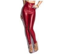 Koucla Damen High Waist Wetlook Leggings (Bordeaux, M/L)