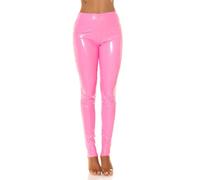 Koucla Damen Highwaist Skinny Hose Röhrenhose im Latex Look mit Schnürung M