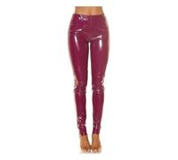 Koucla Damen Highwaist Skinny Hose Röhrenhose im Latex Look mit Schnürung M
