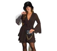 Koucla Feen Look Chiffon Kleid Wickel V-Neck Volant Minikleid Cocktailkleid mit Trompeten Ärmel und Gürtel One Size (Einheitsgröße)