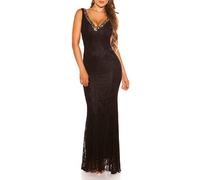 Koucla Glamour Strass V-Neck Maxi Silvester Spitzen Kleid S