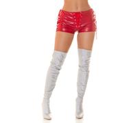 Koucla Gogo Kunstleder Shorts Hotpants Kurze Hose mit Schnürung und Ösen S