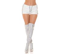 Koucla Gogo Kunstleder Shorts Hotpants Kurze Hose mit Schnürung und Ösen S