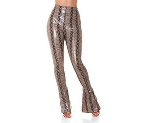 Koucla High Waist Snake Printed Leder Look Leggings mit Schlag M