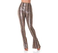 Koucla High Waist Snake Printed Leder Look Leggings mit Schlag XL