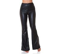 Koucla High Waist Stretch Schlag Hose im Wet Look XL