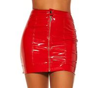 Koucla High Waist Zipper Minirock im Wet Lack Look M
