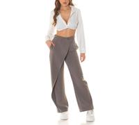 Koucla Highwaist Hose Stoffhose Bootcut Weites Bein mit Asymmetrie Akzent L
