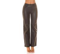 Koucla Highwaist Leder Look Kunstleder Highwaist Marlene Bootcut Hose XL