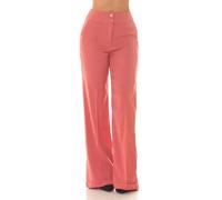 Koucla Highwaist Stoffhose Marlene Business Hose mit weitem Bein Schlaghose Bügelfalte und Krempel S